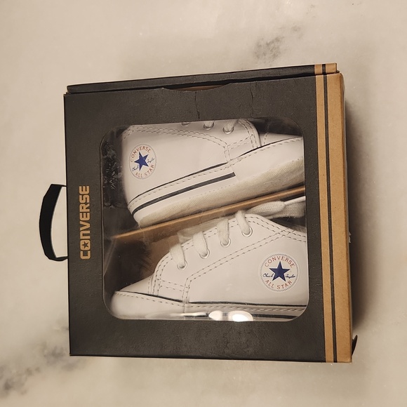 Converse First Star White Baby Crib Shoes - Size:2 - Picture 7 of 9